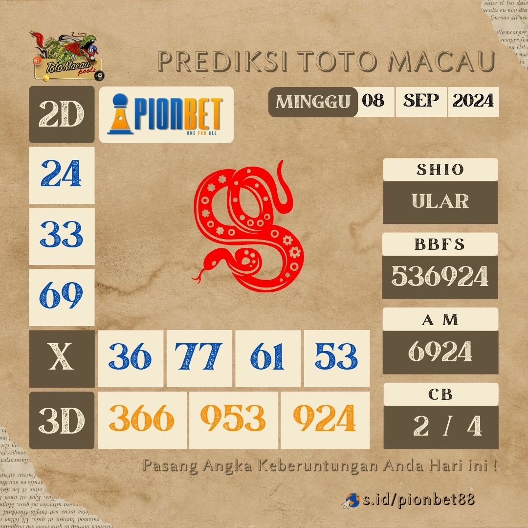 PREDIKSI TOTO MACAU | Minggu, 08 September 2024